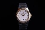 Omega Constellation 39mm 8800 Movement Date Window Sunburst-Patterned White Dial 18K Watch